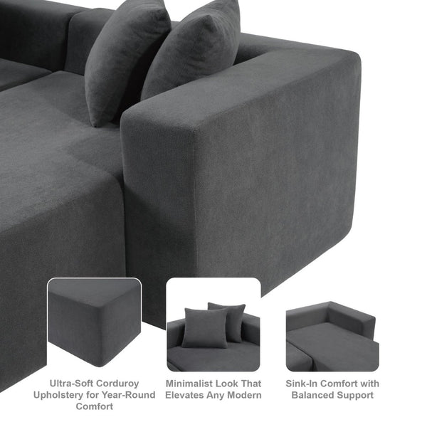 English Elm 101-inch Corduroy L-shaped Sectional Sofa Deep Seat Modular Lounge for Living Room W3480S00003
