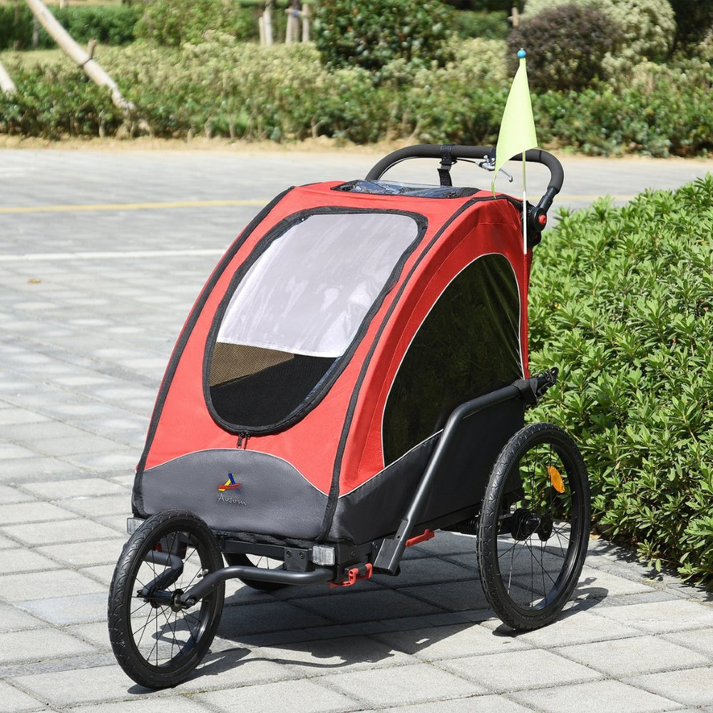 English Elm Aosom 3 in 1 Kids Bike Trailer Jogger Stroller Aluminum Frame Rubber Tires W2225P200440