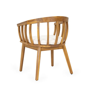 English Elm Christopher Knight Home® - Klismos Teak+ Beige 7PCS Acacia Wood Patio Dining Set – Weather-Resistant Curved-Back Chairs, Seats 6 KLISMOS7PCDSET