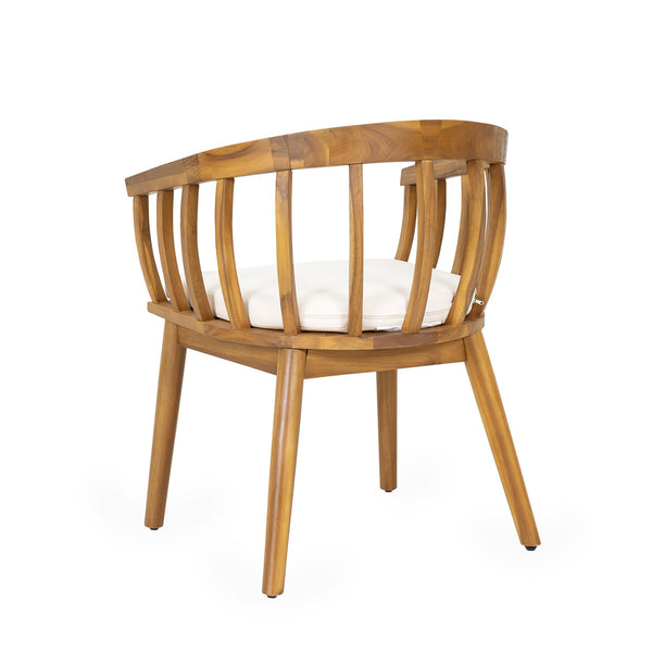 English Elm Christopher Knight Home® - Klismos Teak+ Beige 7PCS Acacia Wood Patio Dining Set – Weather-Resistant Curved-Back Chairs, Seats 6 KLISMOS7PCDSET