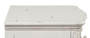 English Elm Jaqueline Antique White Nightstand with 3 Drawers, Felt-Lined Top, Wooden Bun Legs, 40lb Top Capacity B2726P287327