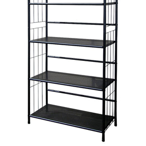 English Elm 49" 4-Tier Metal Standing Bookshelf in Black Finish — Slim 37x14 Organizer, Sturdy, Easy Assembly, Versatile Decor B072115891