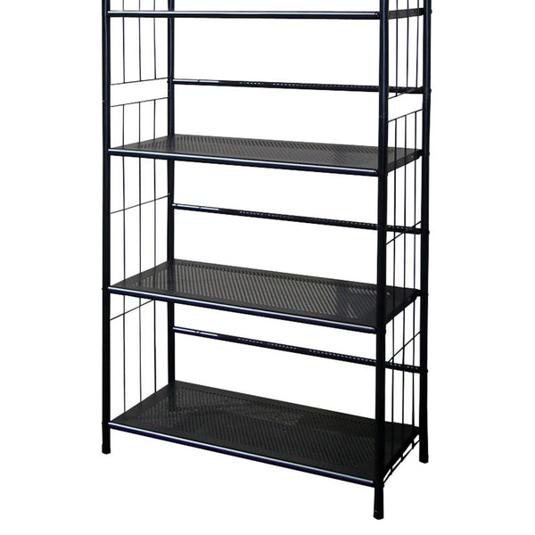 English Elm 49" 4-Tier Metal Standing Bookshelf in Black Finish — Slim 37x14 Organizer, Sturdy, Easy Assembly, Versatile Decor B072115891