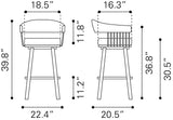 Bantry Swivel Barstool White 110046 Zuo Modern