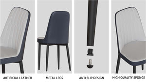 English Elm 63" Modern Cream Mdf Dining Table Set With 4 Blue Pu Chairs, Sturdy Design, Easy Assembly & Comfort! W2189S00694