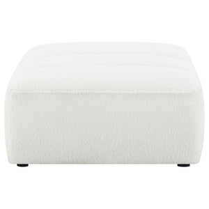 English Elm Sunny Plush Square Ottoman in Ivory Faux Sheepskin Upholstery — Modern Cozy Accent Seat, 35"W B062P344945