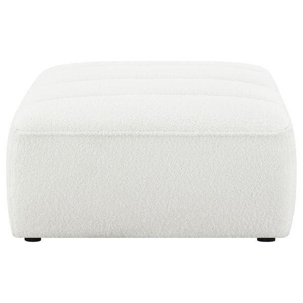 English Elm Sunny Plush Square Ottoman in Ivory Faux Sheepskin Upholstery — Modern Cozy Accent Seat, 35"W B062P344945