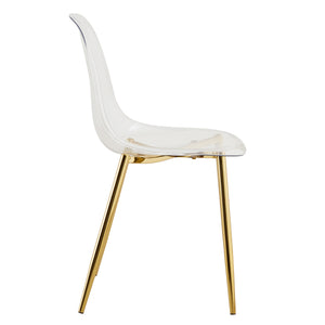 English Elm Modern transparent dining chair with gold metal legs — ergonomic PET seat, minimalist luxe, easy assembly W1512P389995