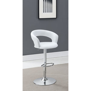 English Elm Porch White Faux Leather Adjustable Bar Stool with Chrome Base, Footrest & Durable Steel Frame B062P333417