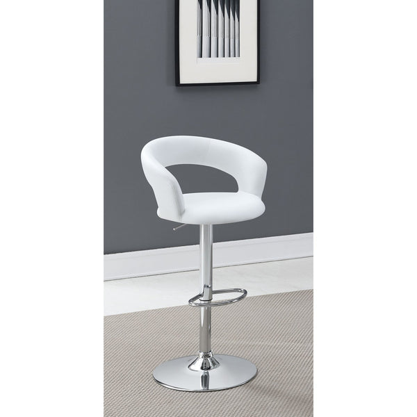 English Elm Porch White Faux Leather Adjustable Bar Stool with Chrome Base, Footrest & Durable Steel Frame B062P333417