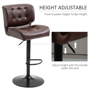 English Elm Homcom Adjustable Swivel Barstools Set of 2 Tufted Padded Seats Metal Base W2225P229256