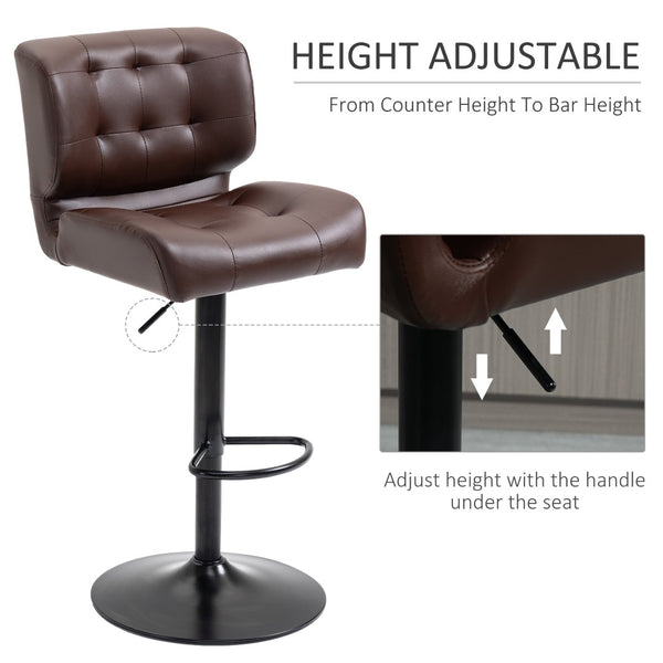 English Elm Homcom Adjustable Swivel Barstools Set of 2 Tufted Padded Seats Metal Base W2225P229256