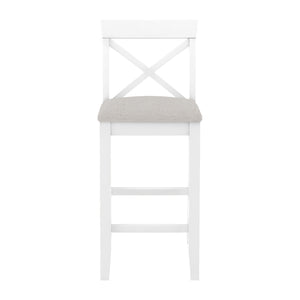 English Elm TOPMAX Farmhouse 48" Rectangular Wood Bar Height Dining Set with 2 Cushioned Stools, Space-Saving Design Beige,Brown+White N717P334716B