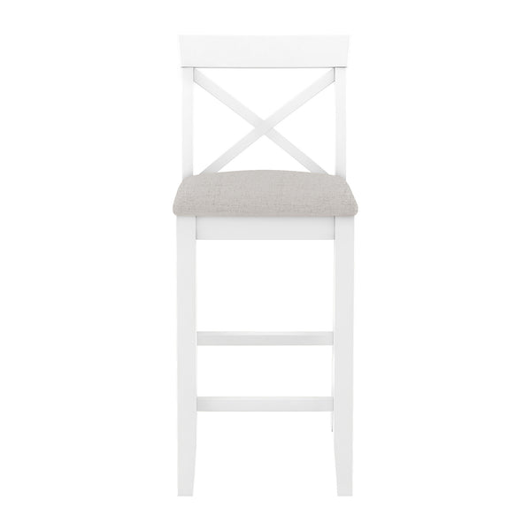 English Elm TOPMAX Farmhouse 48" Rectangular Wood Bar Height Dining Set with 2 Cushioned Stools, Space-Saving Design Beige,Brown+White N717P334716B