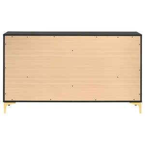 English Elm Lexie Black 6-Drawer Rectangular Dresser with Gold Metal Base & Fingerprint-Resistant Finish, Modern Classic B062P333483