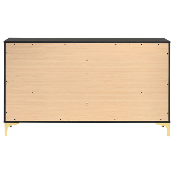 English Elm Lexie Black 6-Drawer Rectangular Dresser with Gold Metal Base & Fingerprint-Resistant Finish, Modern Classic B062P333483
