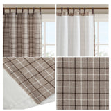 Madison Park Anaheim Casual Plaid Faux Leather Tab Top Curtain Panel with Fleece Lining MP40-6765 Brown