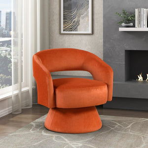 English Elm Modern Swivel Accent Chair in Lux Velvet Upholstery with Solid Wood Base, Compact Stylish Seating Orange 27.75 L x 26.5 W x 19.75 H B011P283814