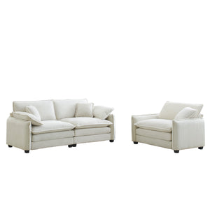 English Elm Modern Two-Piece Sofa Set In Beige Corduroy: Stylish Comfort For Small Apartments & Living Rooms W714S00682