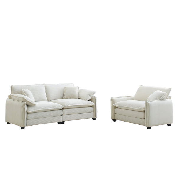 English Elm Modern Two-Piece Sofa Set In Beige Corduroy: Stylish Comfort For Small Apartments & Living Rooms W714S00682