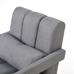 English Elm Modern Upholstered accent chair with plush linen cushioning and pillow — compact, stylish seating for living spaces DARK GREY W2671P192566