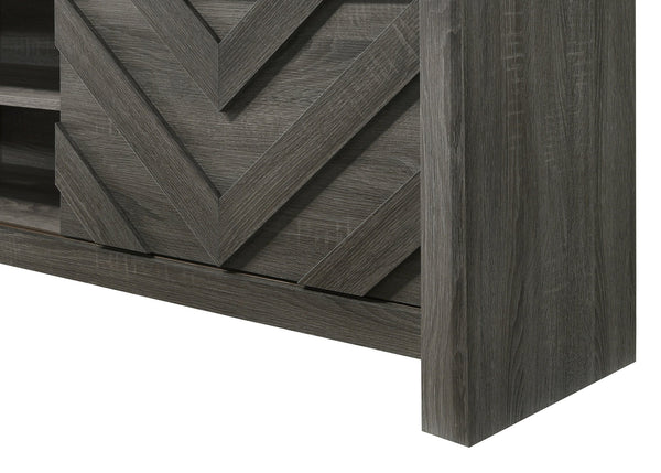 English Elm 1pc Rustic Geometric Chevron Entertainment Console TV Stand with Washed Wood Finish and Ample Storage Spaces Gray 18.39 L x 73.99 W x 28.07 H B2741P295484