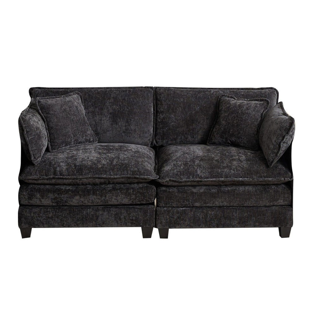 English Elm Cloud Modular Sofa Two Seat Chenille Upholstered Couch for Living Room Lounge Black W1143P310493