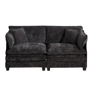 English Elm Cloud Modular Sofa Two Seat Chenille Upholstered Couch for Living Room Lounge Black W1143P310493