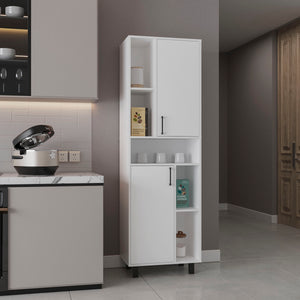 English Elm Kitchen Tall Pantry Cabinet with 2 Doors and 9 Shelves, Engineered Wood, Slim Space-Saving Storage White 43.7 L x 20.47 W x 9.45 H B097P350302
