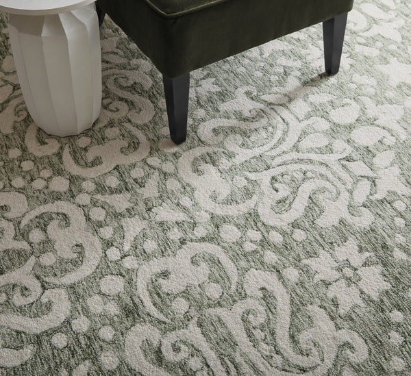 Feizy Rugs Belfort Hand-tufted Wool Rug In Classic Colors - Elegant Floral & Geometric Designs For Timeless Style Ivory,Green Wool 8698a28fgrn000f00