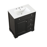 English Elm 30" Bathroom Vanity With Sink Top, Bathroom Vanity Cabinet With Door and Two Drawers, Mdf Boards, Solid Wood, One Package, Black