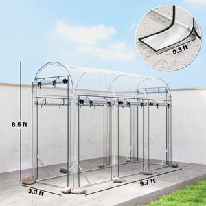English Elm Hoop Tunnel Walk-in Greenhouse with Galvanized Steel Frame and Uv Cover for Gardens T3971P454902
