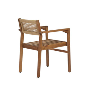 English Elm Dining Chair Set of 2 Wicker and Acacia Wood for Indoor or Covered Patio Use Natural Stained N776P381115N