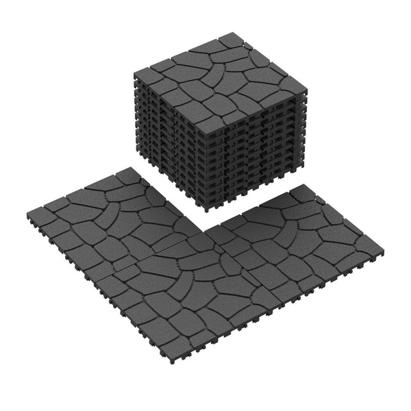 English Elm New Stone Texture Interlocking Patio Tiles Polypropylene 44 Piece Outdoor Deck Set W3022P251867