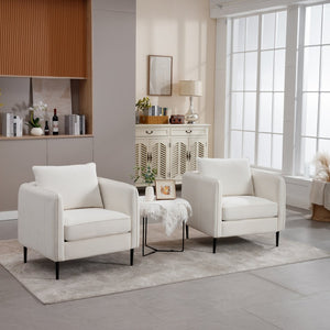 English Elm Accent Velvet Armchair Mid-century Modern Plush Seat with Metal Legs for Any Room W3244P327103