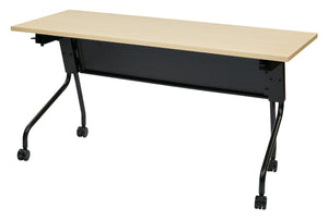 OSP Home Furnishings 5' Flip Top Nesting Training Table with Locking Casters for Classrooms and Offices Maple Black 84225BP