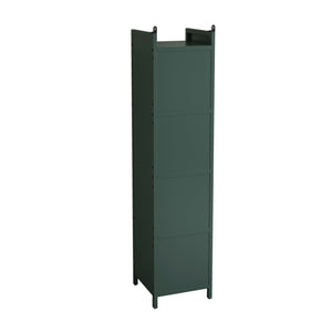 English Elm Modern Four-tier Glass Door Cabinet with Slim Iron Frame, Five Shelves, Heavy-Duty 33lb Capacity Dark Green W757P241563