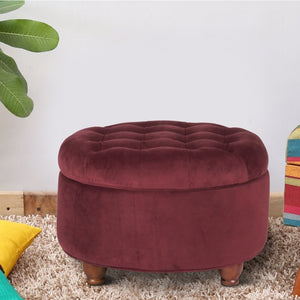 English Elm Velvet Tufted Round Ottoman with Hidden Storage for Living Room or Bedroom B056P417127