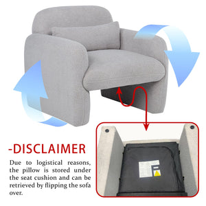 English Elm Stylish Teddy Fleece Single Sofa Chair with Arms and Pillow, Cozy Accent Armchair for Living Room Gray 30 L x 24.75 W x 24 H W1716P196466