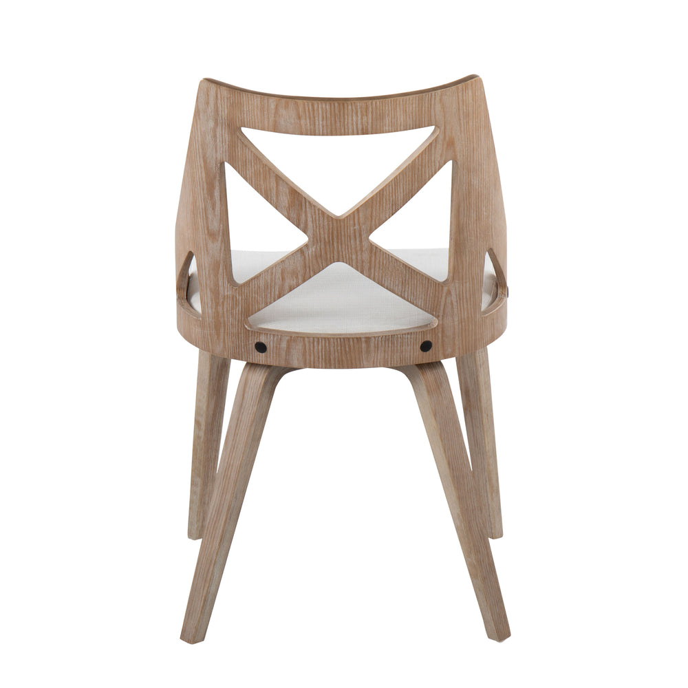 English Elm Charlotte Farmhouse Chair White-Washed Wood with Cushioned Fabric Seat, X-Back Dining Pair, Indoor Blue B202P223450