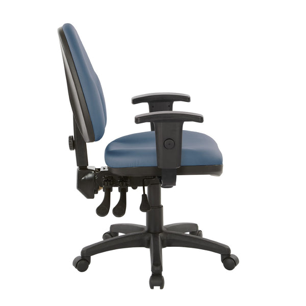 OSP Home Furnishings Dual Function Ergonomic Office Chair with Lumbar Support and Adjustable Foam Seat Blue 36427-R105