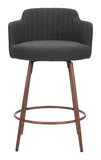 Kono Swivel Counter Stool - Set of 2 Black & Walnut 110375 Zuo Modern