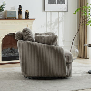 English Elm 40.55"w Oversized Swivel Lounge Chair Corduroy Upholstered Club Seat for Living Room Gray W1298P202214