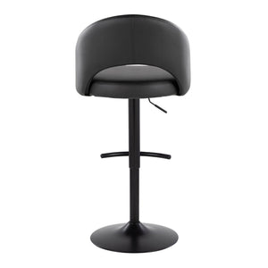 English Elm Adjustable Swivel Barstools Set of 2 Faux Leather Padded Seat Black Metal Base B202S02009