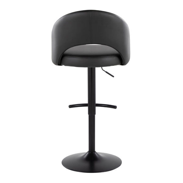 English Elm Adjustable Swivel Barstools Set of 2 Faux Leather Padded Seat Black Metal Base B202S02009