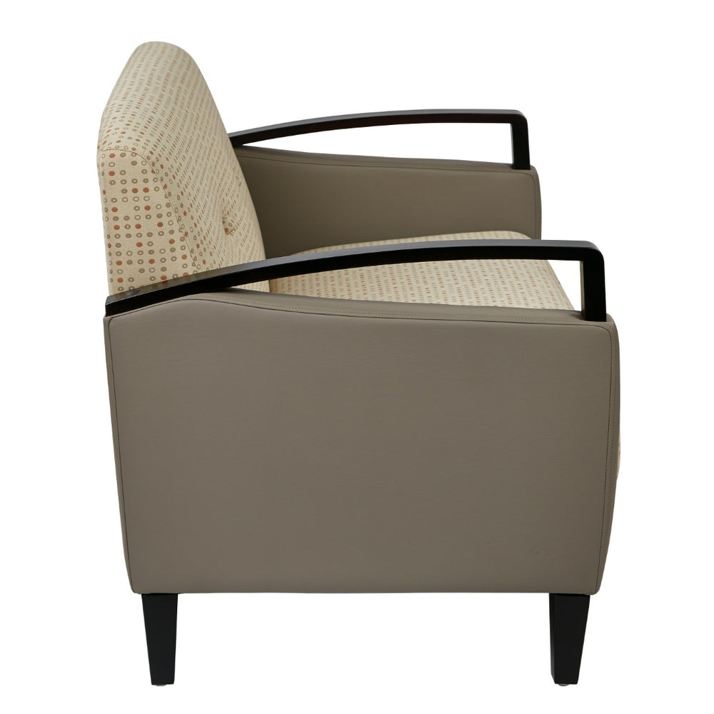 OSP Home Furnishings Main Street Two-tone Upholstered Accent Seat with Tapered Wood Legs for Modern Living Loveseat MST52-K100/R103