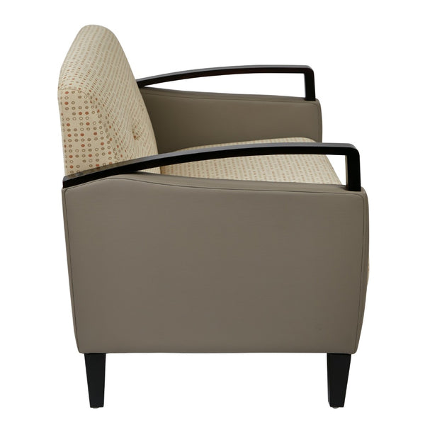 OSP Home Furnishings Main Street Two-tone Upholstered Accent Seat with Tapered Wood Legs for Modern Living Loveseat MST52-K100/R103