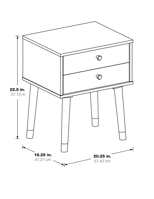 OSP Home Furnishings Cupertino Side Table Light Walnut