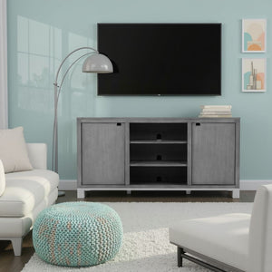 English Elm Pacific Heights Scandinavian Ash Grey Media Console with Open Shelving for Living Rooms B108P481209