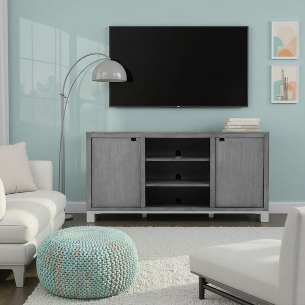 English Elm Pacific Heights Scandinavian Ash Grey Media Console with Open Shelving for Living Rooms B108P481209